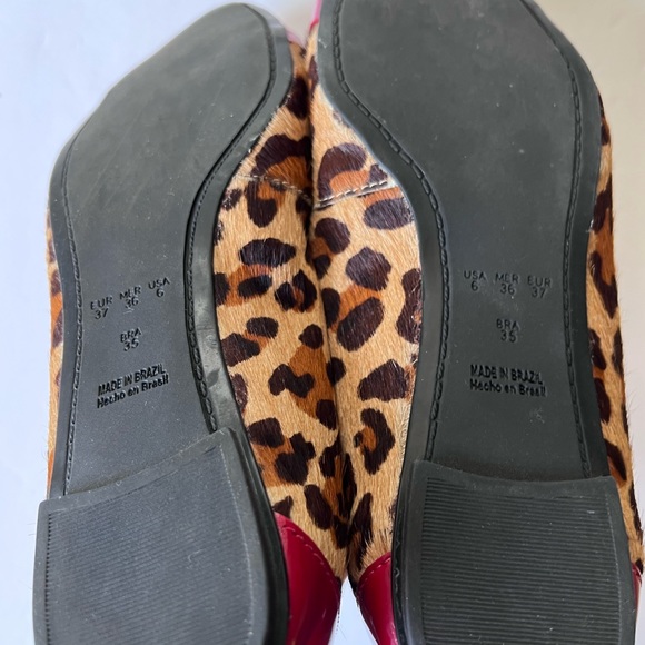 Tabita NEW Leopard Print Pointed Toe Ballet Flats Red Trim Gold Bow NWOT Size 6 - Picture 9 of 9
